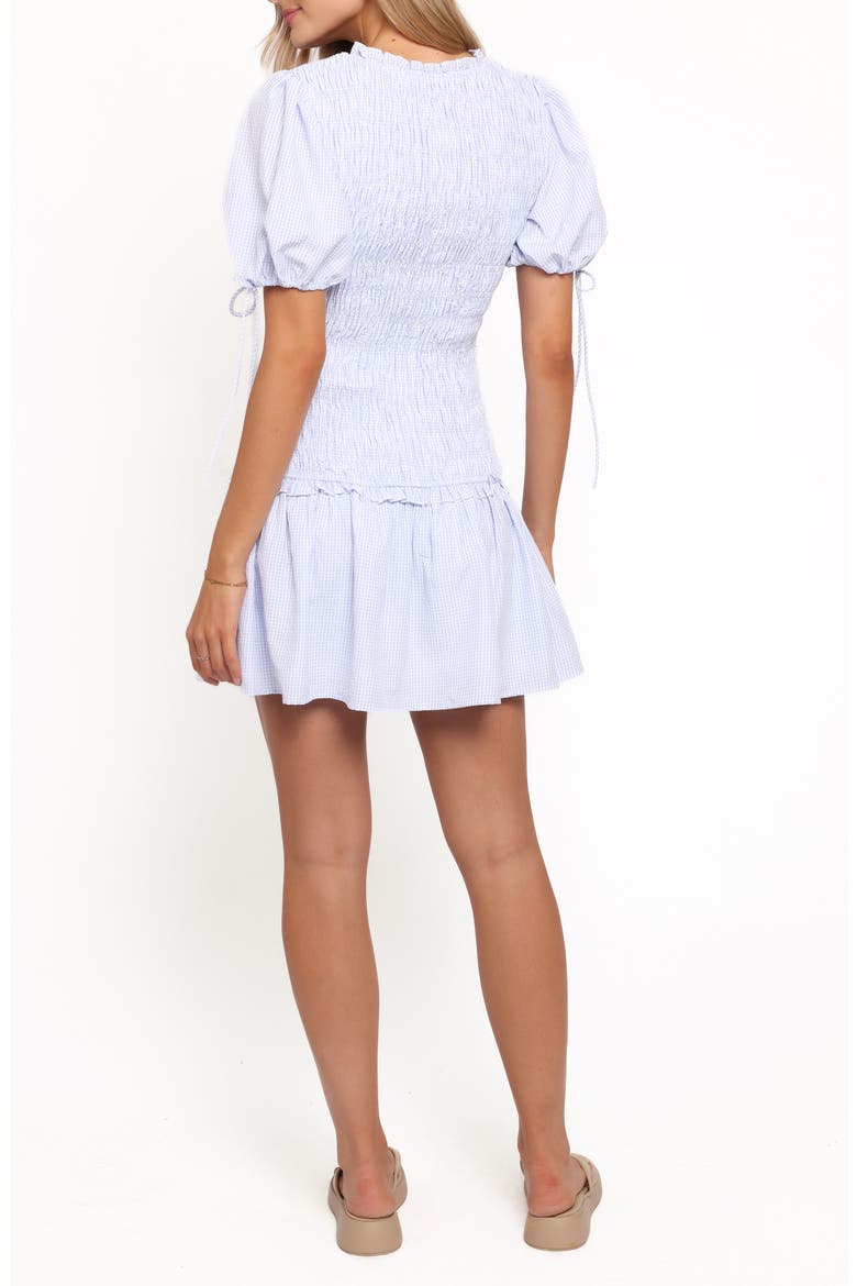 Kaelyn Gingham Smocked Minidress, Alternate, color, BLUE GINGHAM