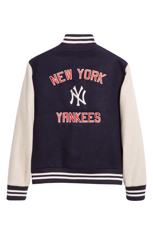 Sporty And Rich Sporty & Rich Homerun New York Yankees Wool Varsity Jacket In Blue