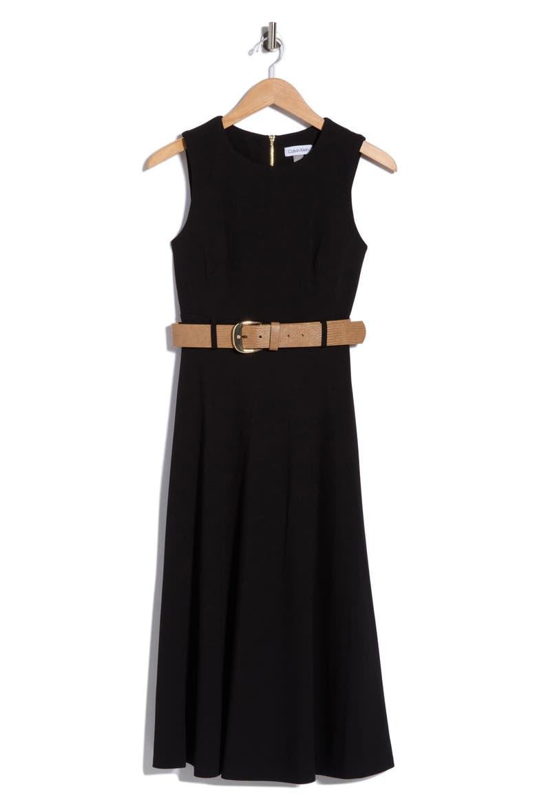 Scuba Knit Sheath Midi Dress, Main, color, BLACK