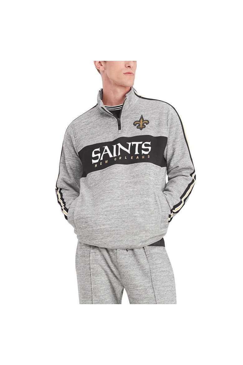 Men's Tommy Hilfiger Heathered Gray New Orleans Saints Mario Quarter-Zip Jacket, Main, color, Heather Gray