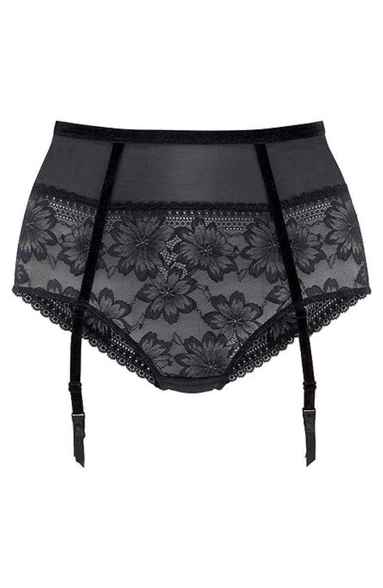 LASCANA Lace High Waisted Bikini Brief, Alternate, color, Black