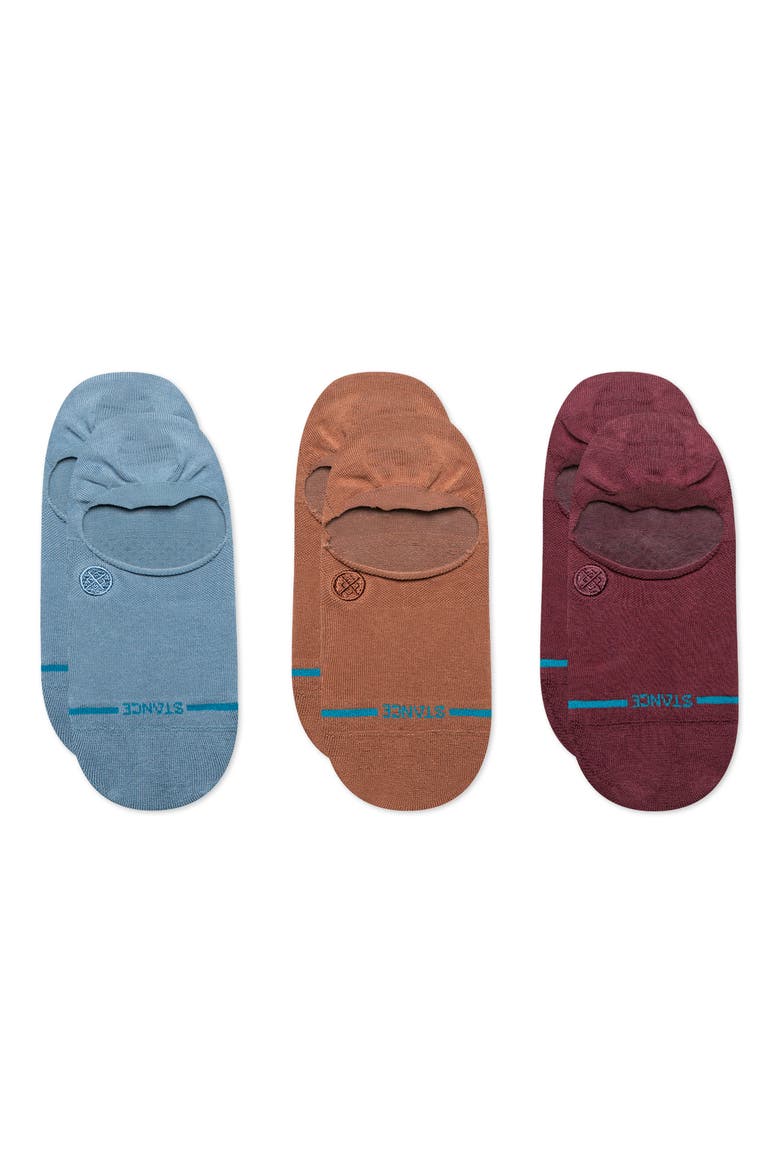 Icon Assorted 3-Pack No-Show Socks, Alternate, color, BLUE/ TAN/ BURGUNDY