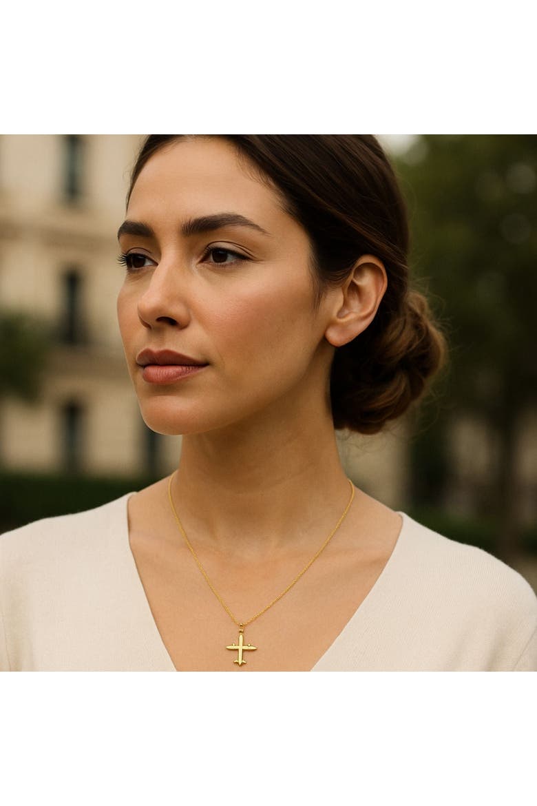 Catch Flights and Feelings Airplane Necklace, Gold Filled, Alternate, color, Gold