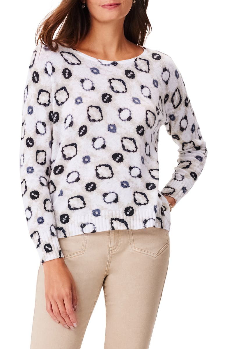 NIC+ZOE Night & Day Abstract Print Sweater, Main, color, White Multi