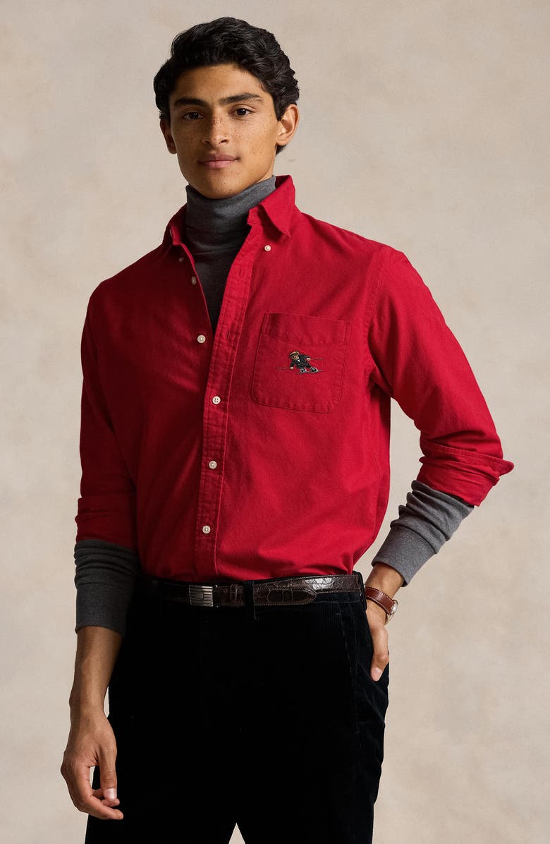 Polo Ralph Lauren Brushed Oxford Button-Down Shirt, Alternate, color, 