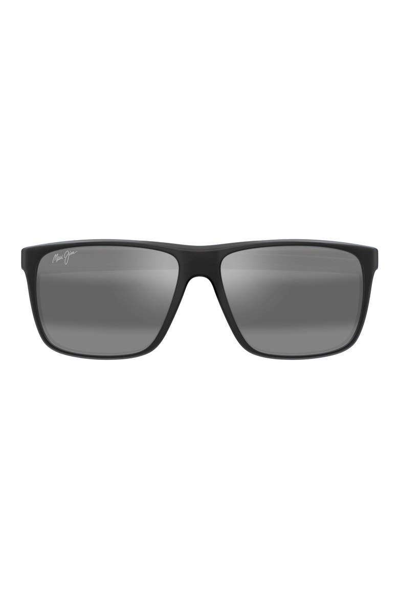 Lehopulu 58mm PolarizedPlus2 Rectangular Sunglasses, Main, color, BLACK