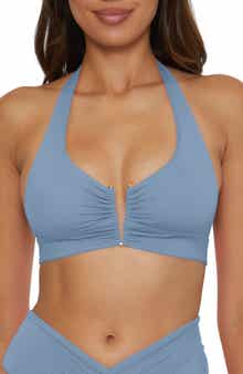 Shirred V-Wire Halter Bikini Top