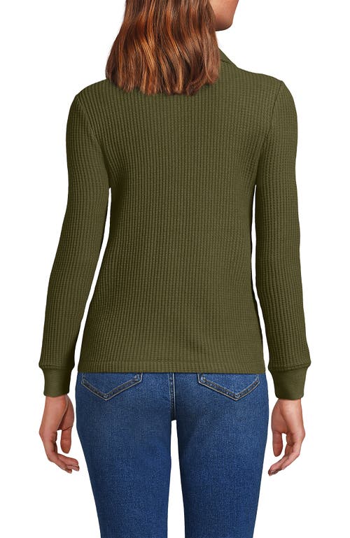 Lands' End Waffle Relaxed Long Sleeve Shirt Jacket In Green