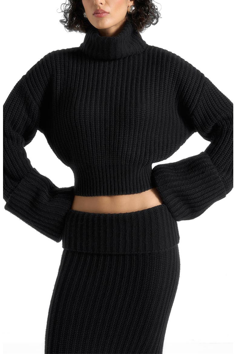 Amaya Roll Neck Knit Jumper With Cuffs, Alternate, color, Black
