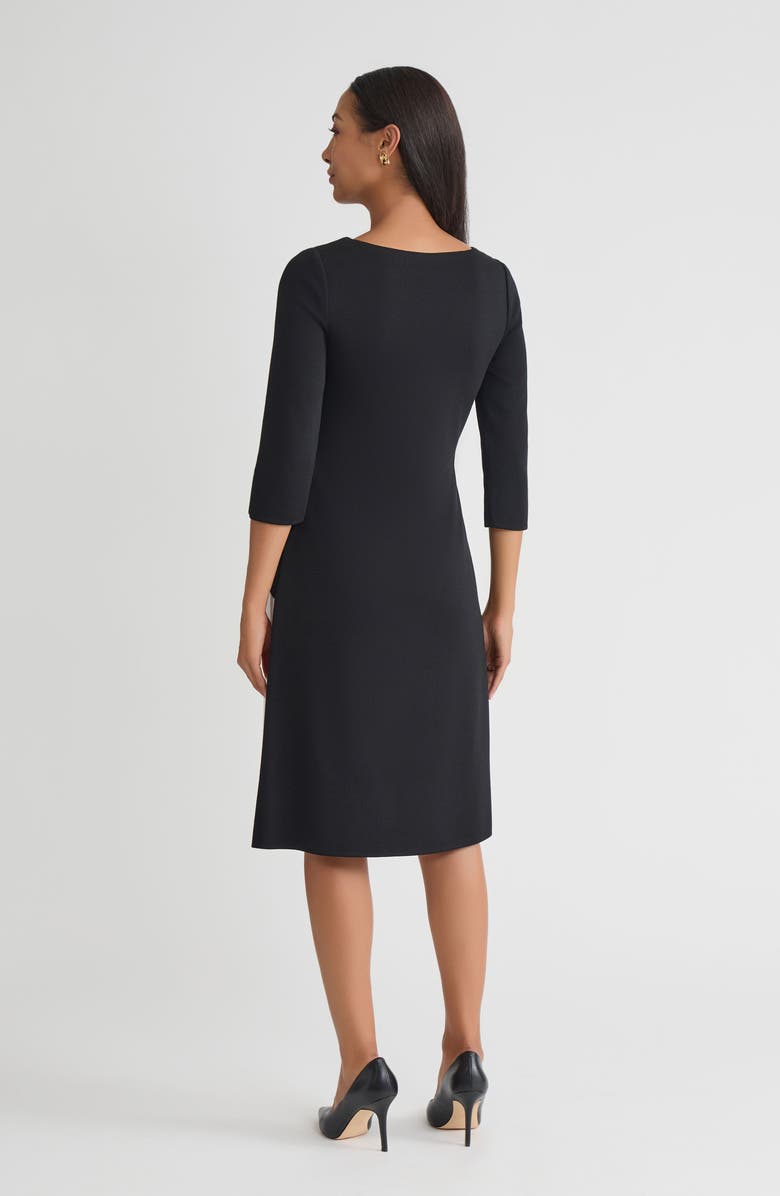 Misook A-Line Colorblock Soft Knit Dress, Alternate, color, Black/White