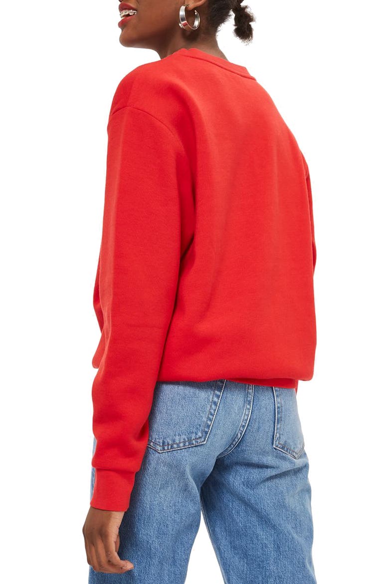 Longline Sweatshirt, Alternate, color, RED