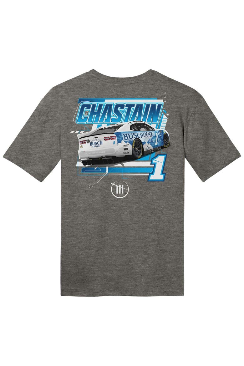Men's Trackhouse Racing Team Collection  Heather Charcoal Ross Chastain Busch Light Car T-Shirt, Alternate, color, Heather Charcoal