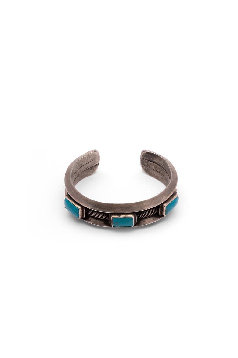 Turquoise Square Sterling Silver Bracelet, Alternate, color, Silver