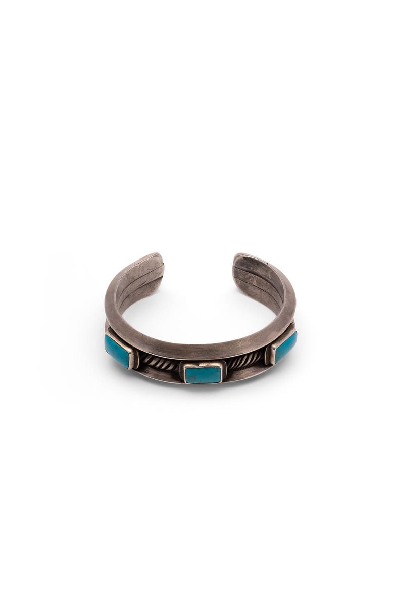 Fortela Turquoise Square Sterling Silver Bracelet, Alternate, color, Silver