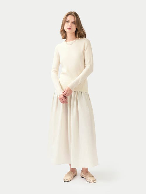 Gobi Cashmere Essential Cashmere Crewneck Sweater In White