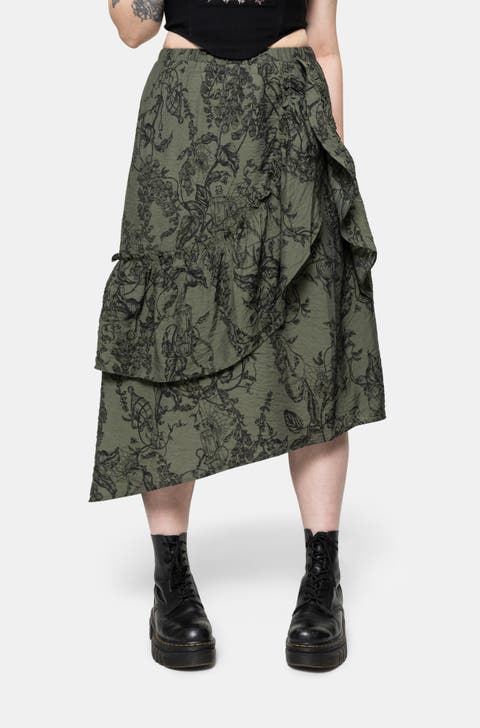 Orla Foxglove Potion Ruffle Midi Skirt
