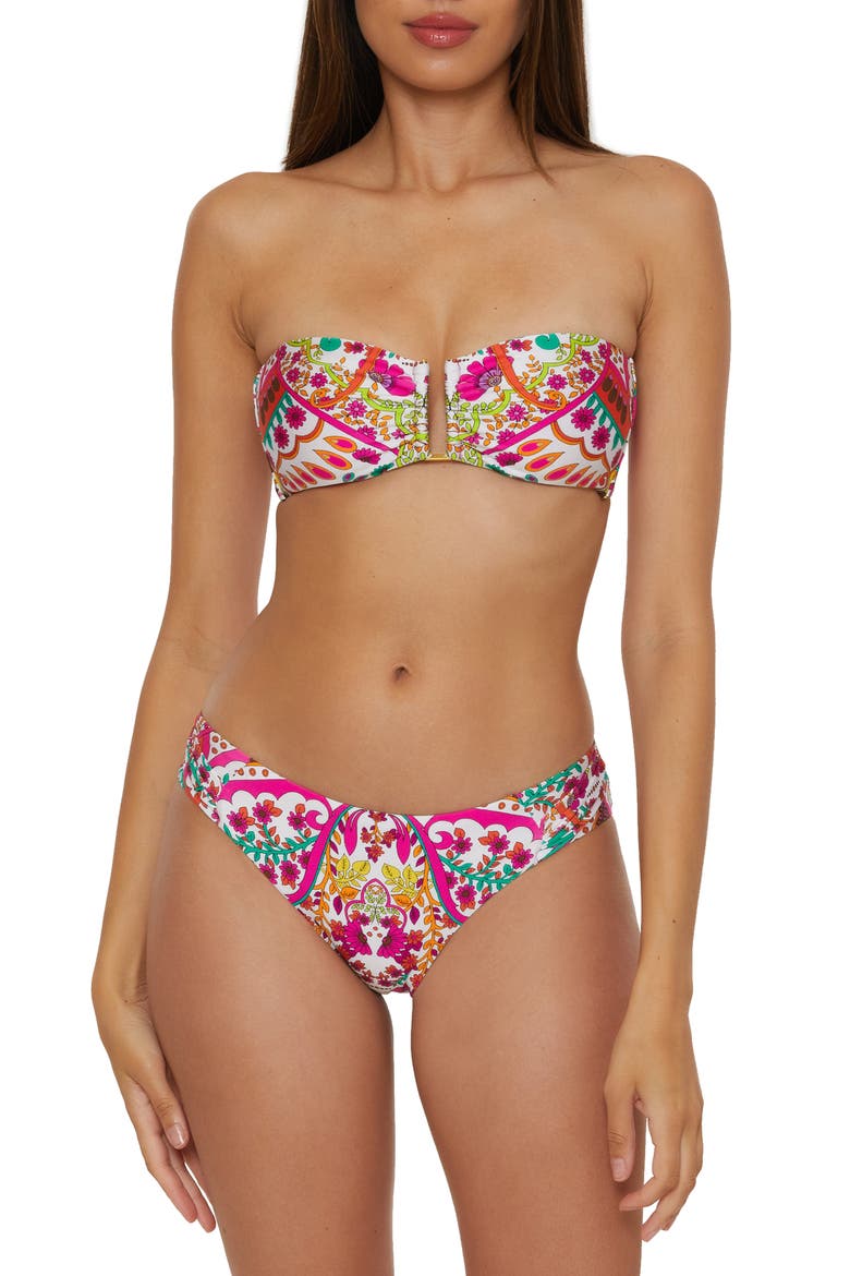 Hawaiian Bandeau Bikini Top, Alternate, color, PINK MULTI