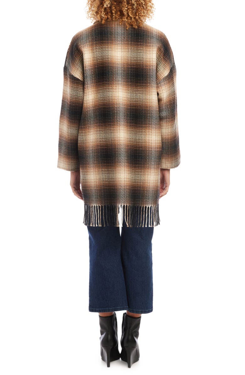 Karen Kane Plaid Fringe Trim Coat, Alternate, color,