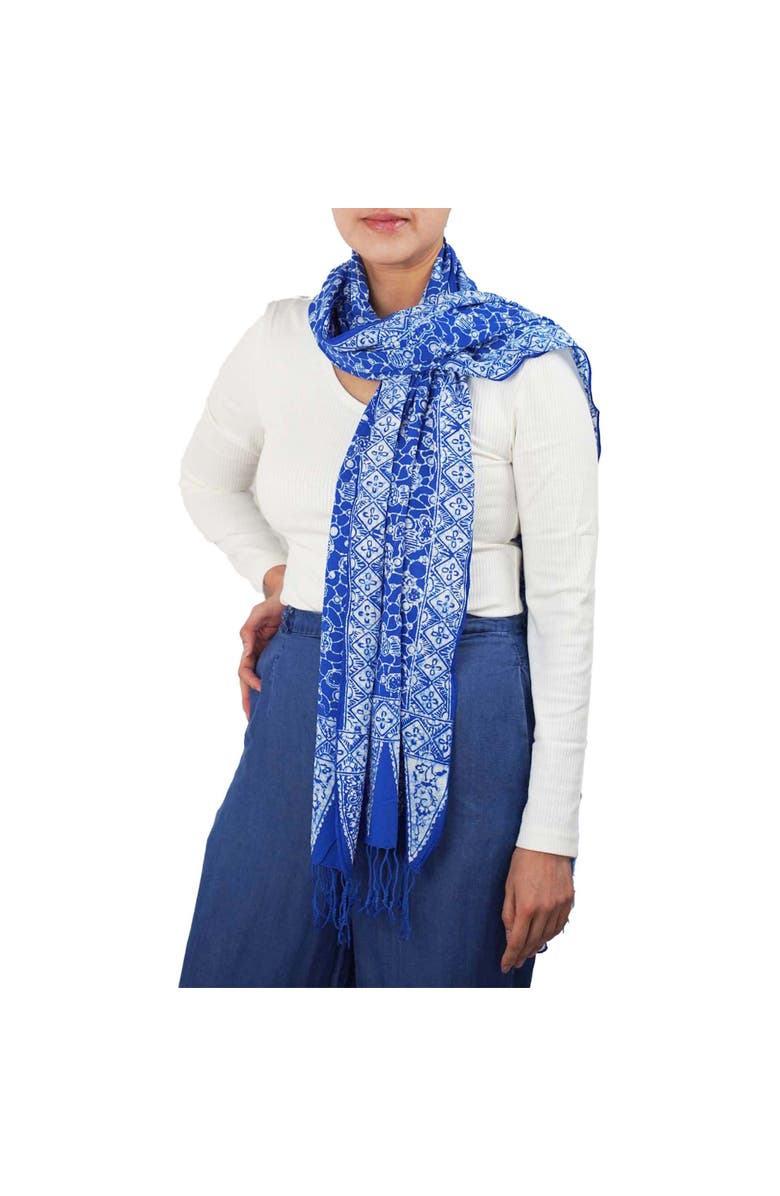 Kasih Co-op Handmade Batik Scarf, Main, color, Boulder