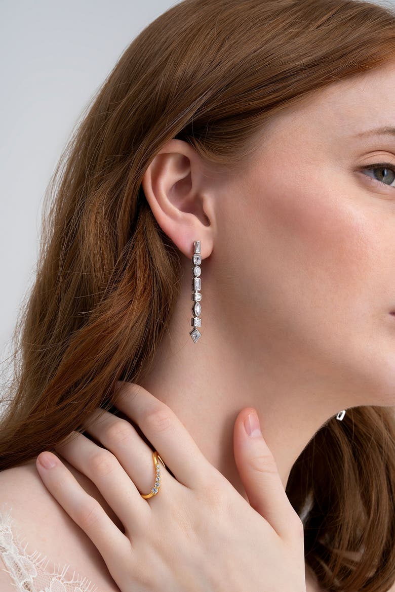 Facet Earrings, Alternate, color, Silver