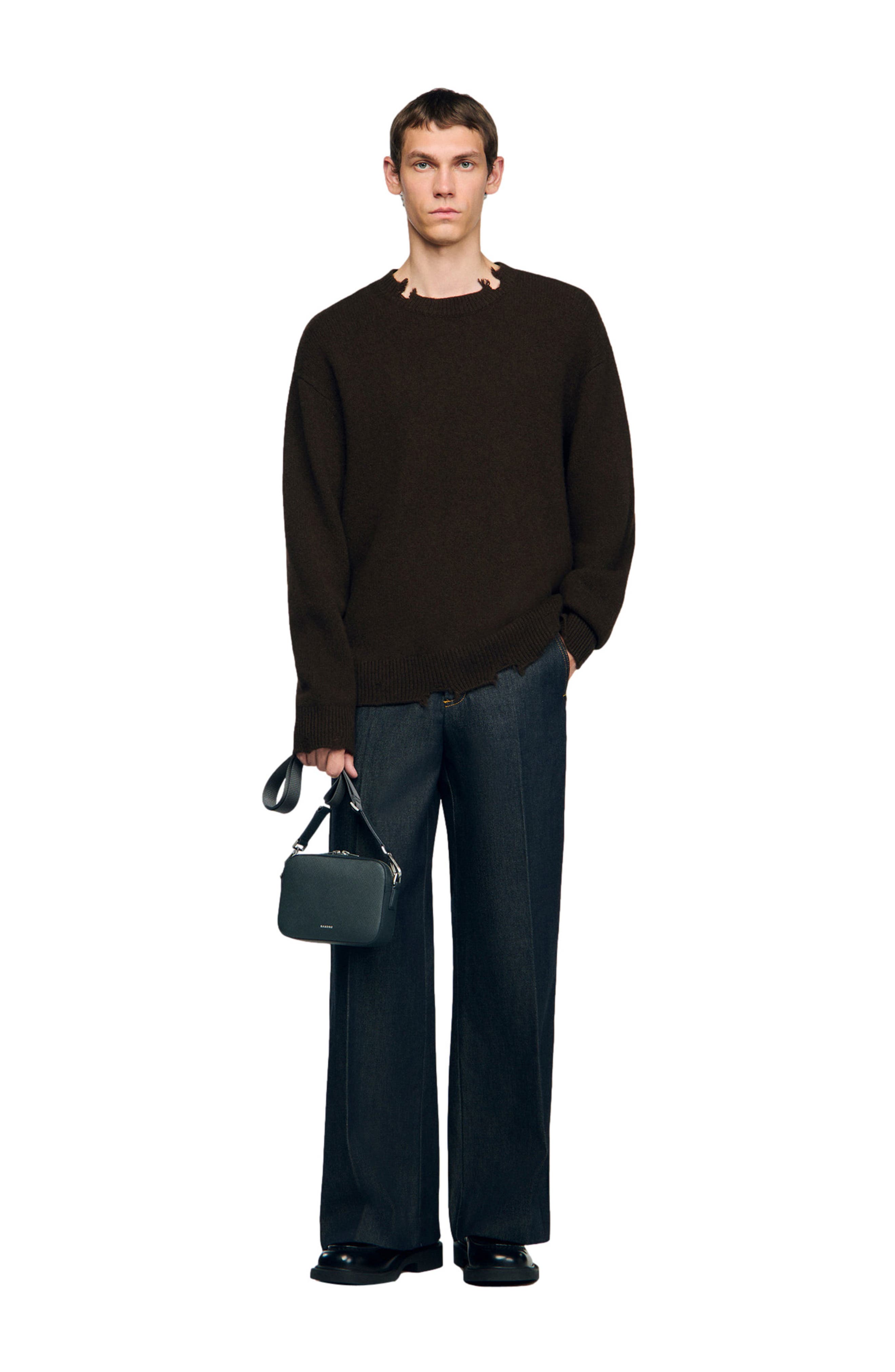 SANDRO Small reconstituted leather bag, Alternate, color, Steel