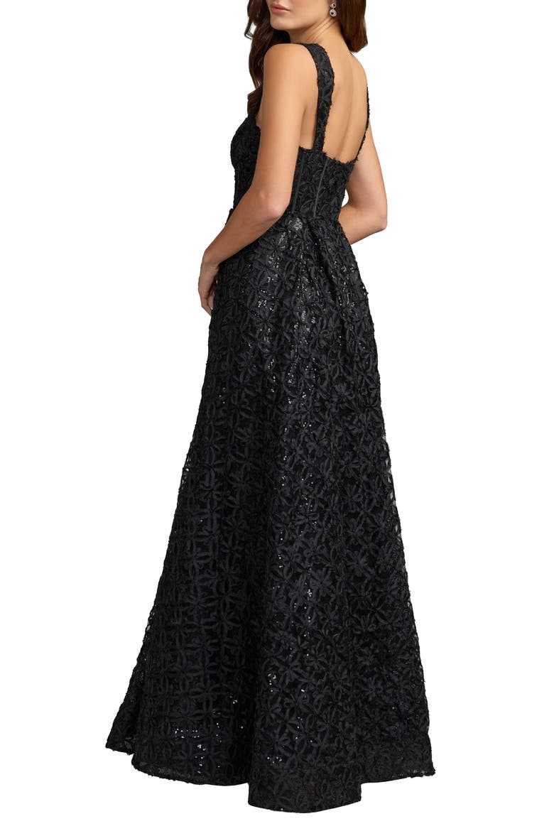 Sleeveless Sweetheart Floral Tulle A Line Gown, Alternate, color, Black