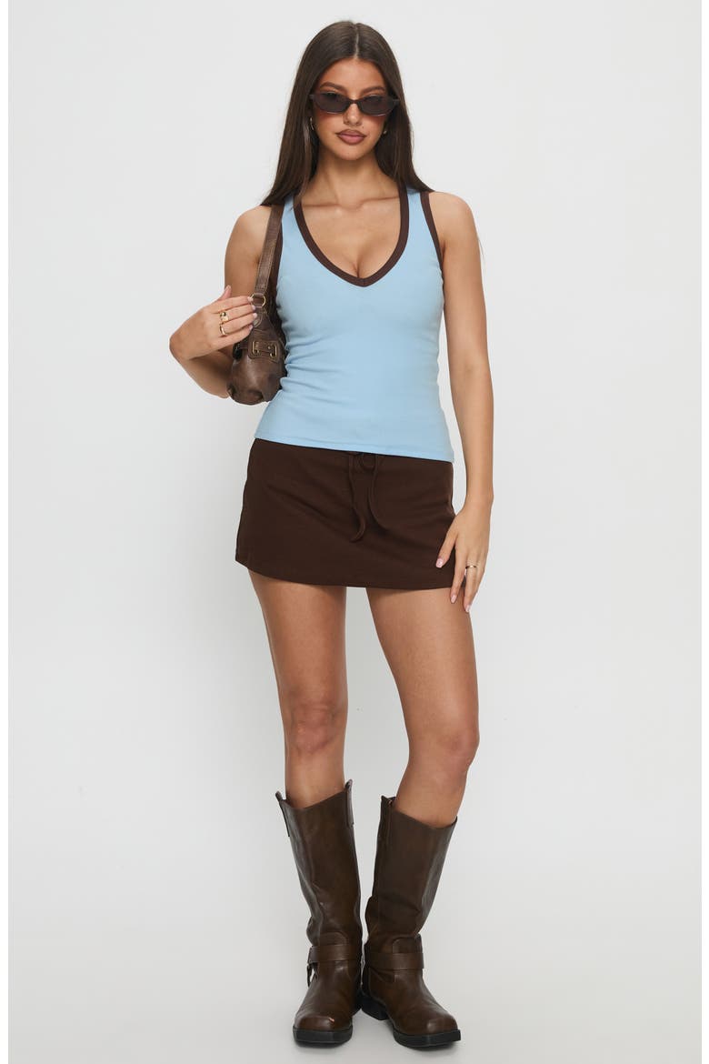 Baseline V-Neck Rib Tank, Alternate, color, BLUE / BROWN
