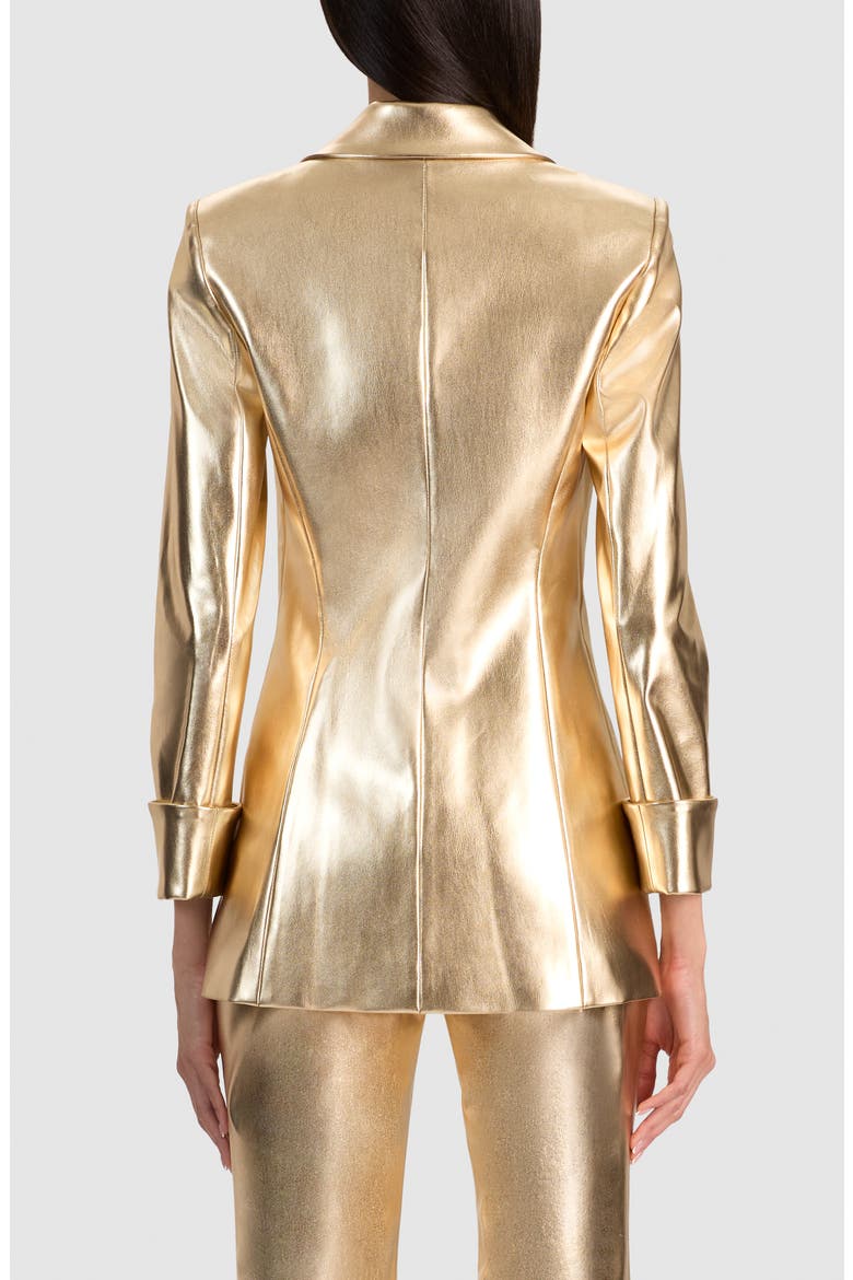 Burns Faux Leather Blazer, Alternate, color, GOLD