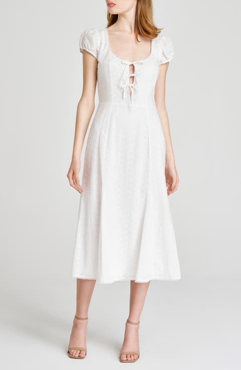 x Styled by COCO! Cara Cotton Eyelet Midi Dress
