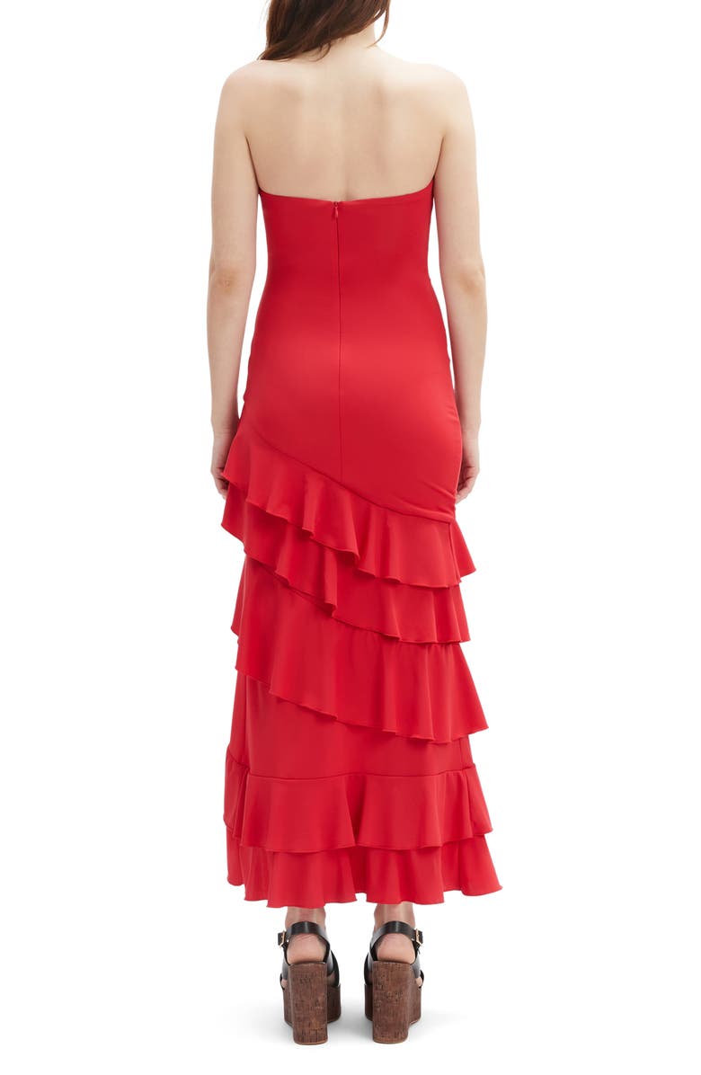 Bardot Agastina Ruffle Strapless Maxi Dress, Alternate, color, Deep Red