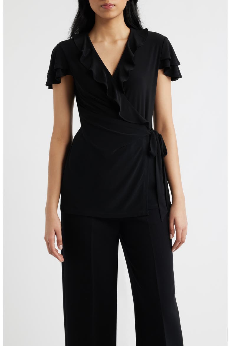 Ruffle Wrap Top, Main, color, ANNE BLACK