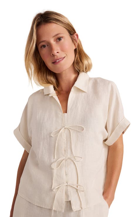 Linen Tie-Front Top