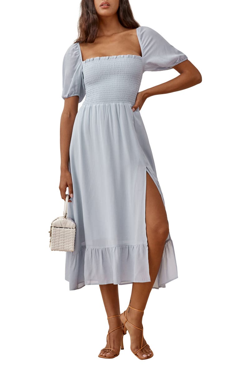 Meadow Floral Print Midi Dress, Main, color, MINERAL