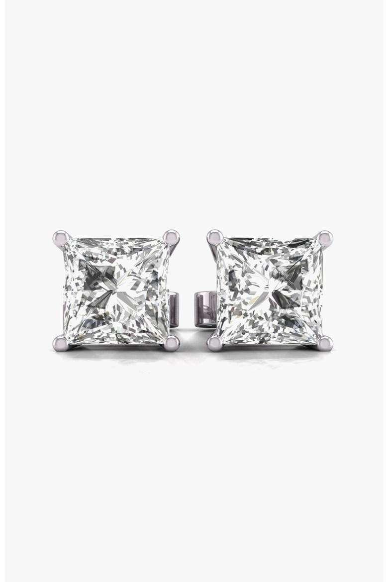 Studs 14K Gold 0.5 Carat The Princess Solitaire, Main, color, White Gold