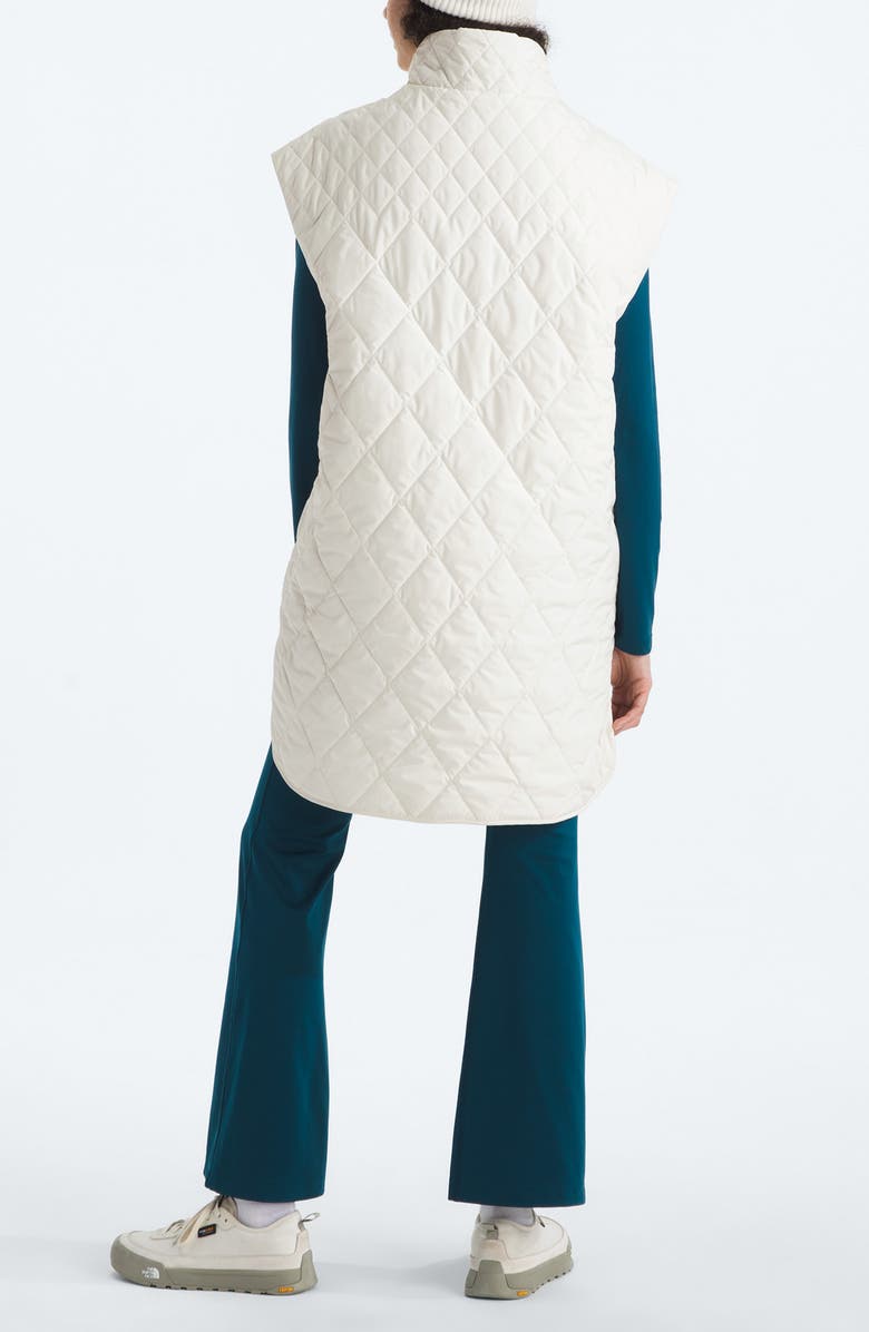 The North Face Diamond Peak Water Repellent Quilted Long Vest, Alternate, color, White Dune