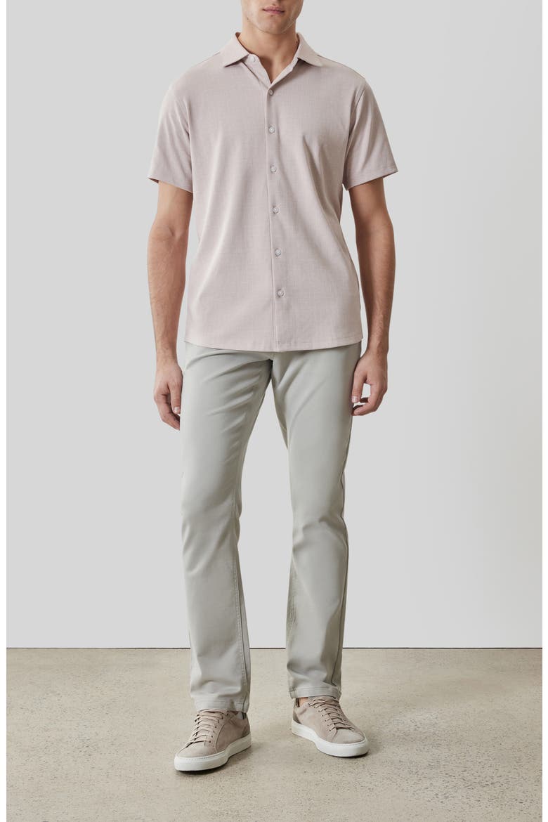 Valor Knit Short Sleeve Cotton Blend Knit Button-Up Shirt, Alternate, color, SHADOW CORAL