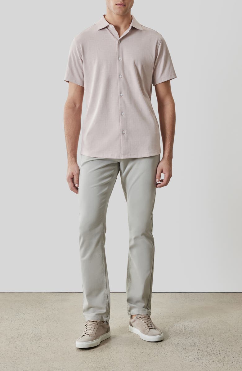 Robert Barakett Valor Knit Short Sleeve Cotton Blend Knit Button-Up Shirt, Alternate, color, Shadow Coral