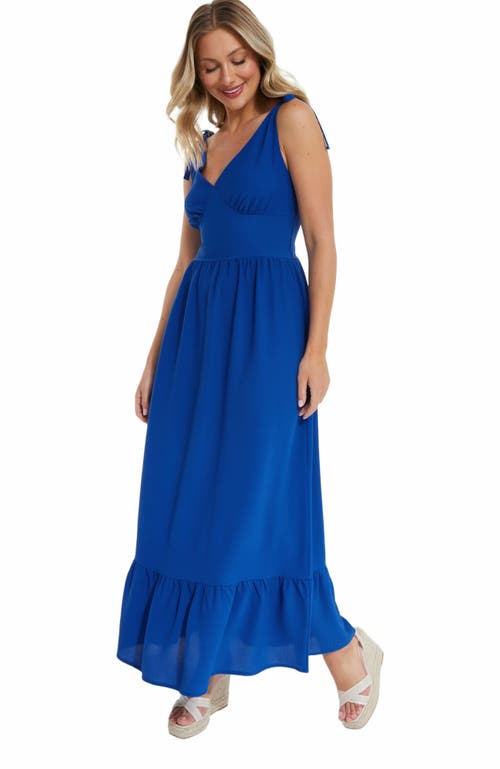 Quiz Bubble Crepe Tie Detail Maxi Dress In Blue