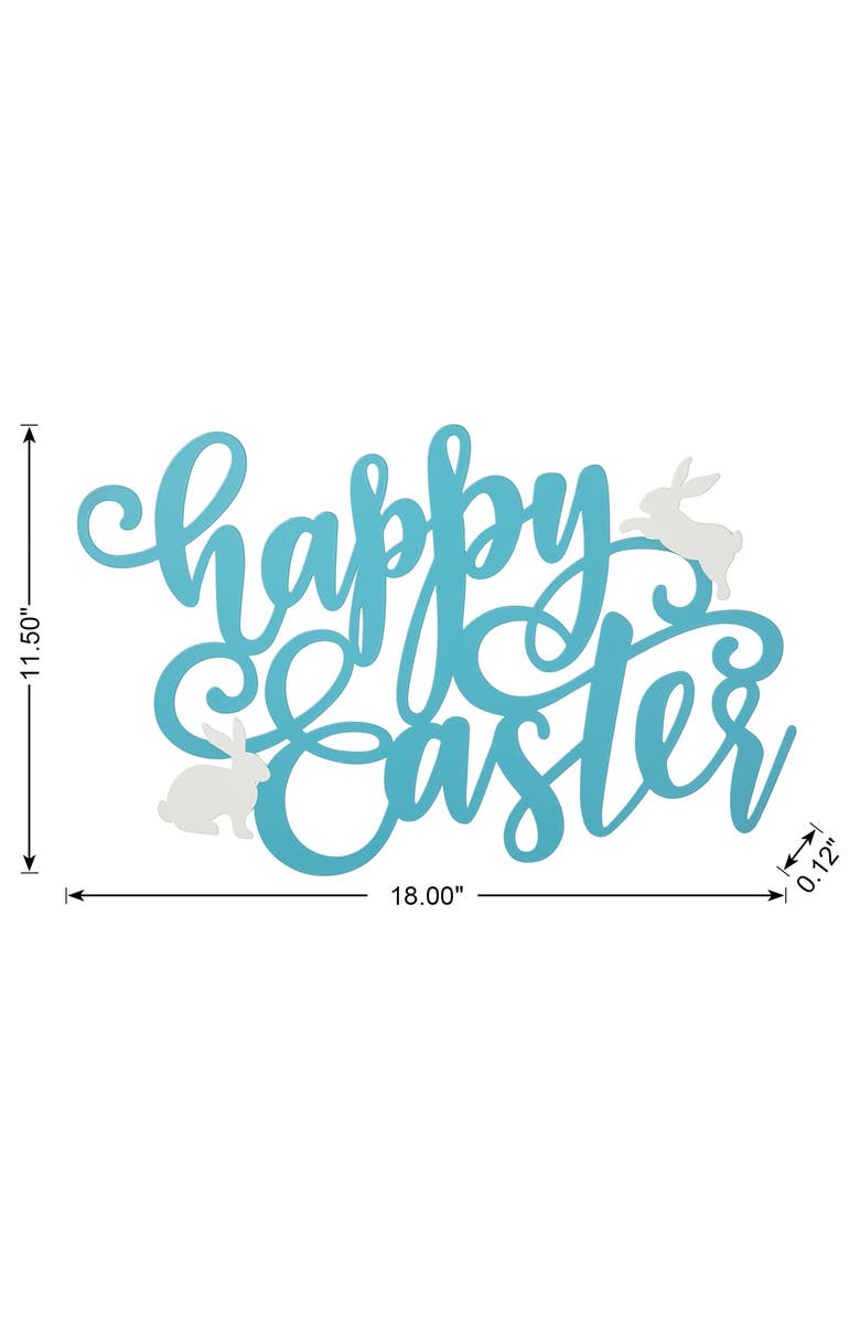 Glitzhome 18"L Easter Metal Happy Easter Door Hanger, Alternate, color, Blue