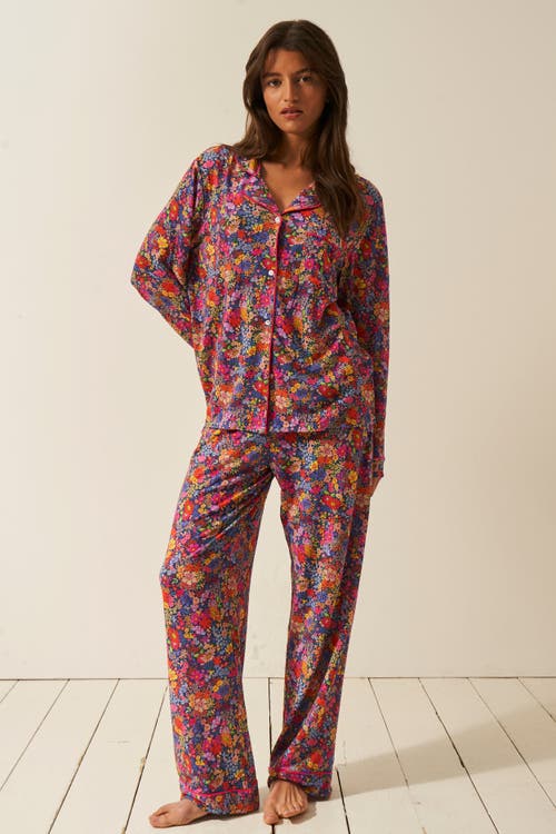 Stripe & Stare Long Pyjama Set In Full Bloom