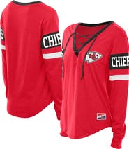New Era Women's New Era Red Kansas City Chiefs Plus Size Throwback Lace-Up Long Sleeve T-Shirt