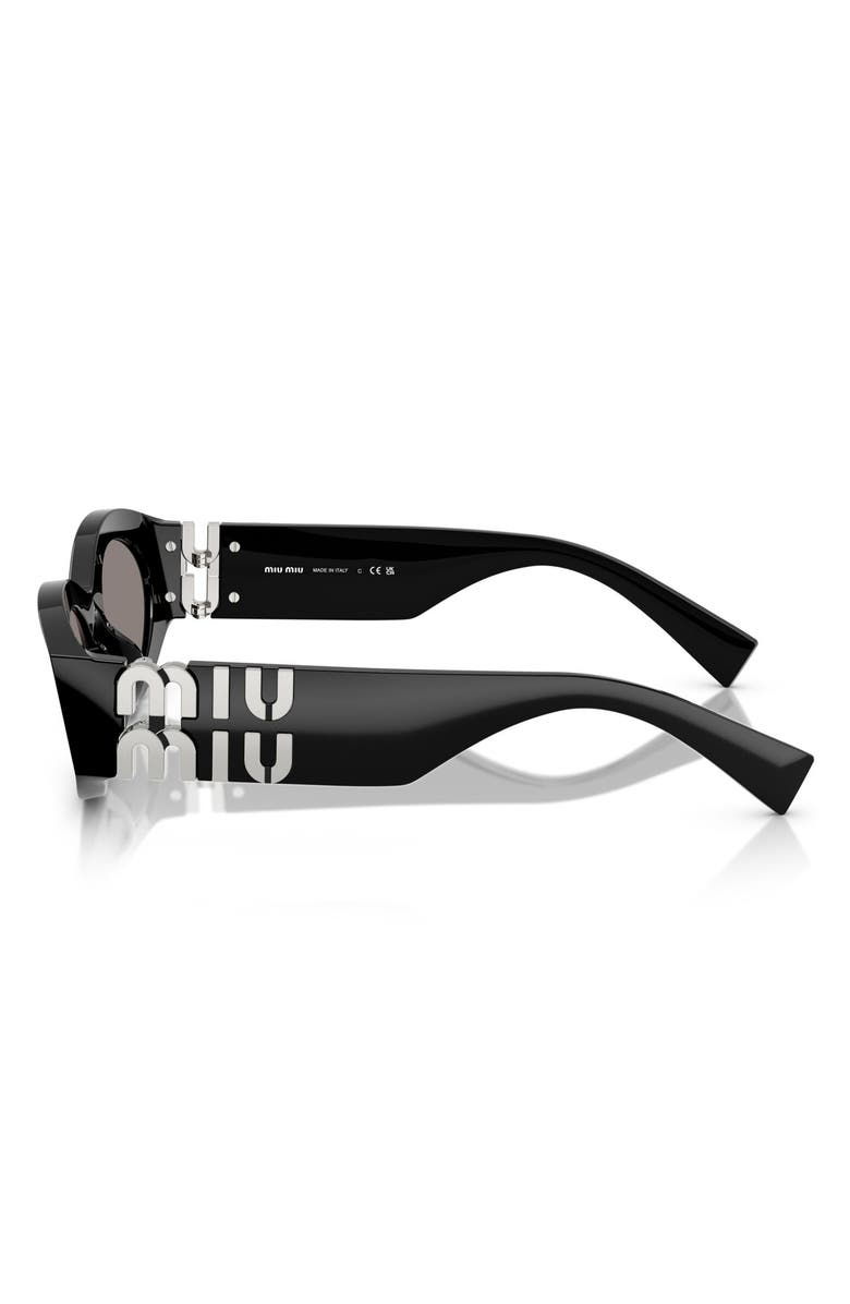 Miu Miu 54mm Rectangular Sunglasses, Alternate, color, Black / Dark Grey
