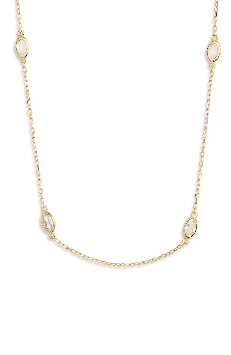 ARGENTO VIVO Oval CZ Station Chain Necklace, Main, color, Gold