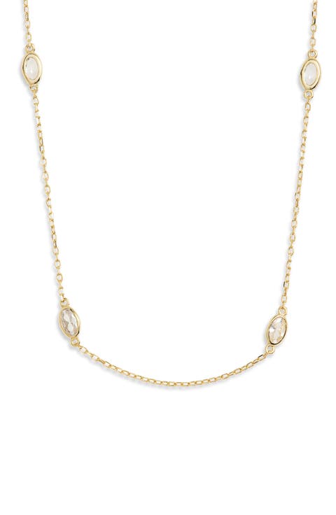 Oval CZ Station Chain Necklace