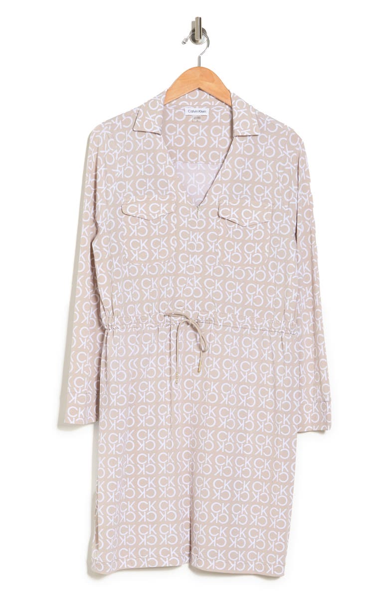 Calvin Klein Logo Print Shirtdress, Main, color,