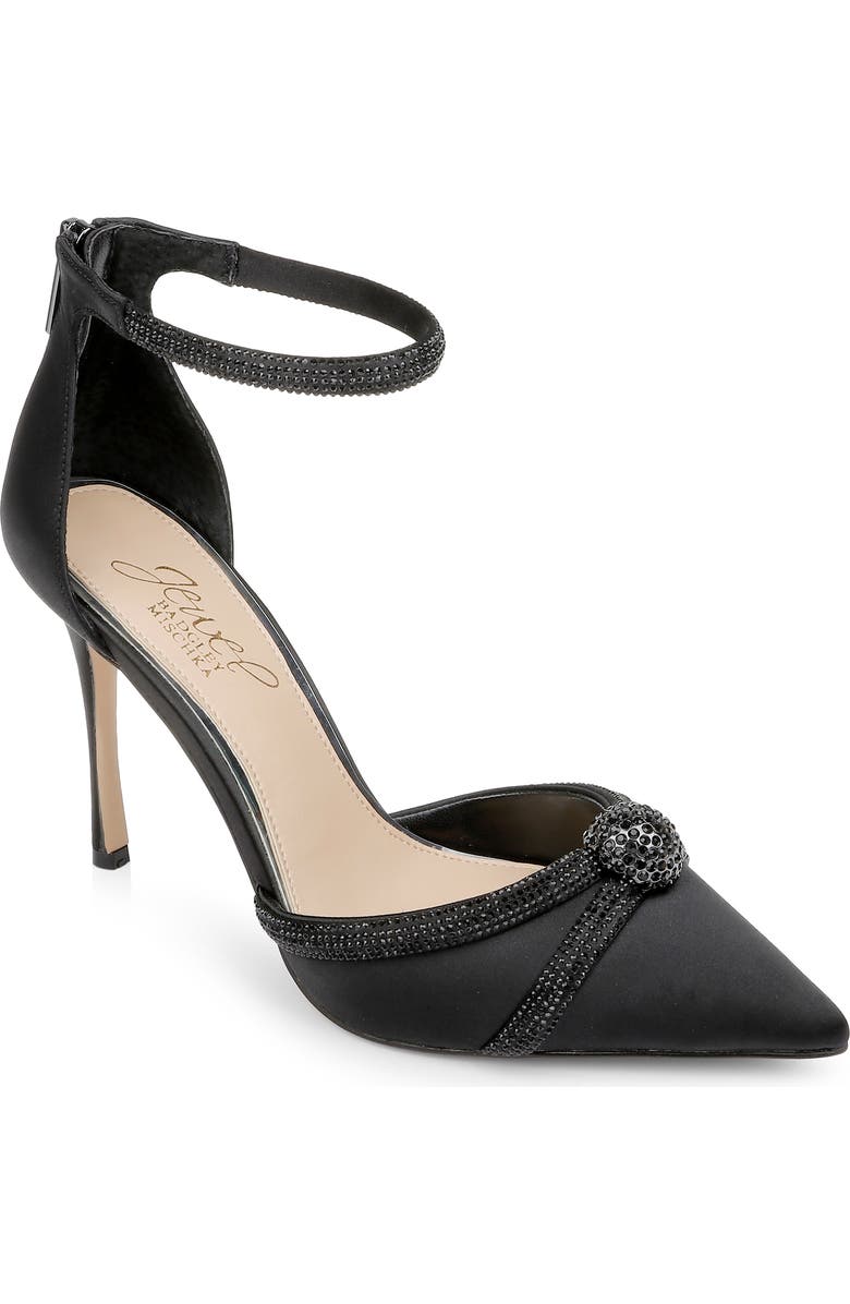 Jewel Badgley Mischka Geena Crystal Embellished Pointed Toe Ankle Strap Pump, Main, color,