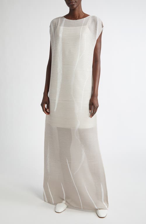 LAFAYETTE 148 LAFAYETTE 148 NEW YORK CHARCOAL PRINT PLISSÉ SEMISHEER MAXI DRESS