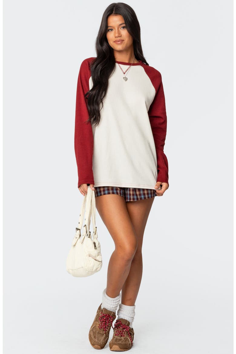 Me Time Oversize Waffe Stitch Pullover, Alternate, color, BURGUNDY