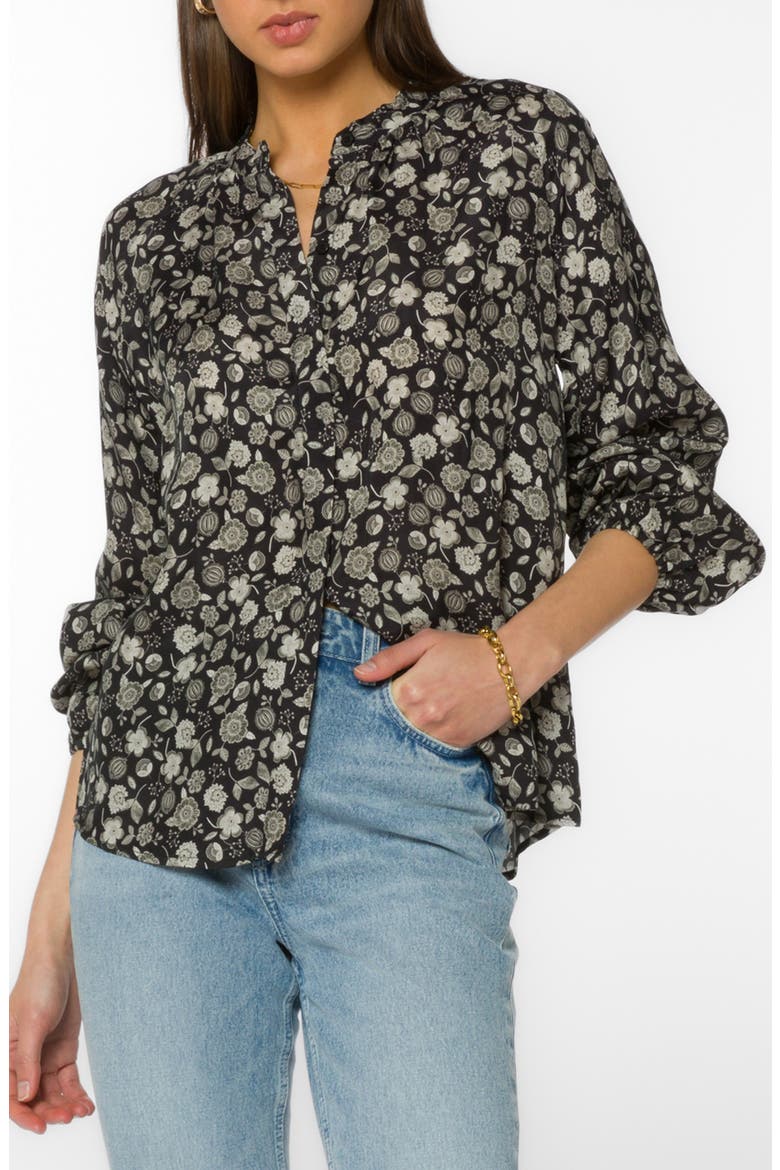 Saya Long Sleeve Button-Up Shirt, Main, color, BLACK JACO
