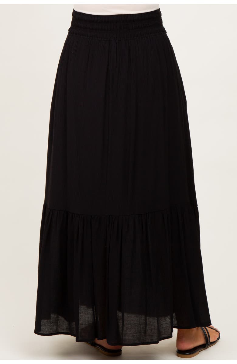 PinkBlush Smocked Waist Button Accent Maxi Skirt, Alternate, color, Black